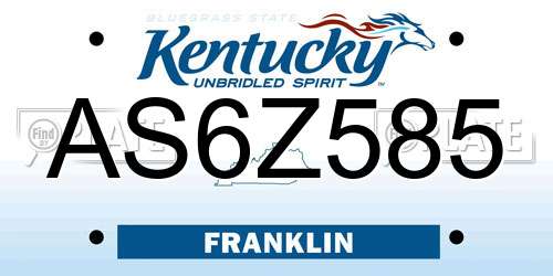 AS6Z585 Kentucky License Plate