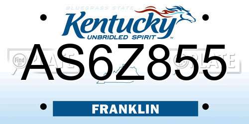 AS6Z855 Kentucky License Plate
