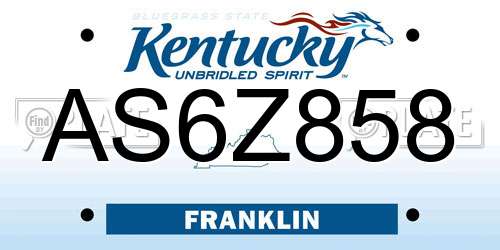 AS6Z858 Kentucky License Plate