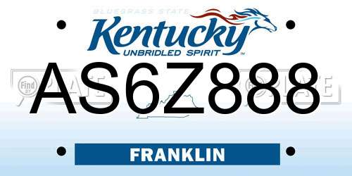 AS6Z888 Kentucky License Plate