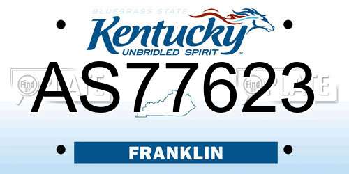 AS77623 Kentucky License Plate