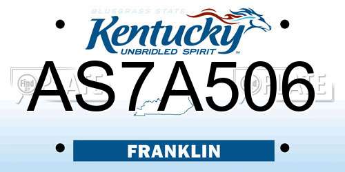 AS7A506 Kentucky License Plate
