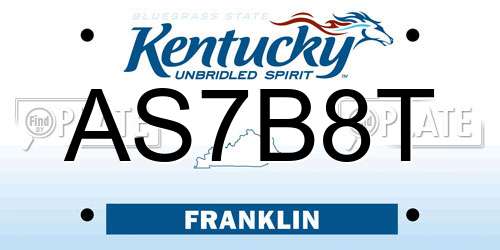 AS7B8T Kentucky License Plate
