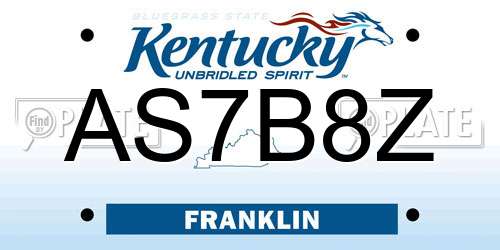 AS7B8Z Kentucky License Plate