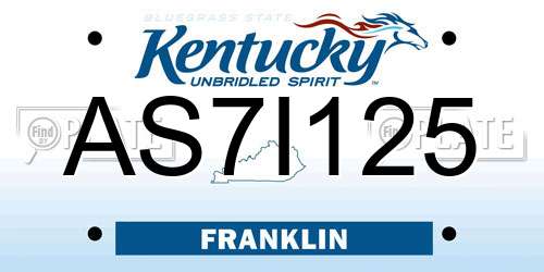AS7I125 Kentucky License Plate