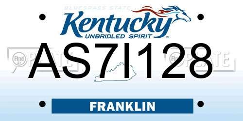 AS7I128 Kentucky License Plate