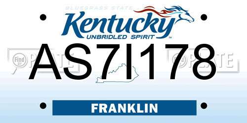 AS7I178 Kentucky License Plate