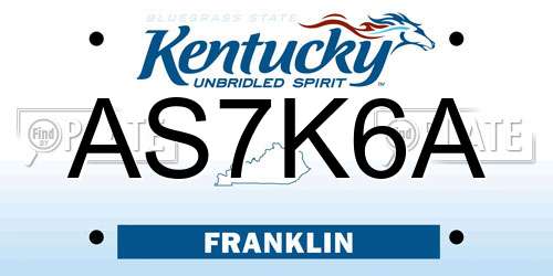 AS7K6A Kentucky License Plate
