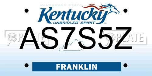 AS7S5Z Kentucky License Plate