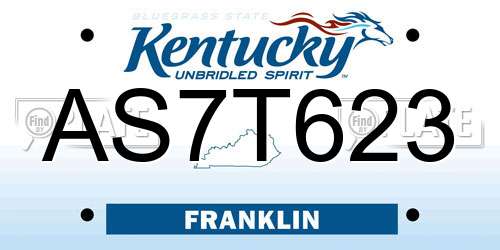 AS7T623 Kentucky License Plate