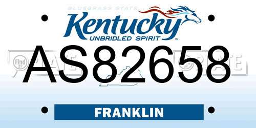 AS82658 Kentucky License Plate