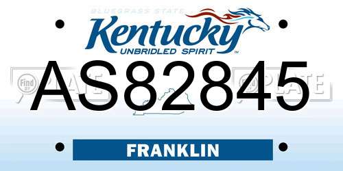AS82845 Kentucky License Plate