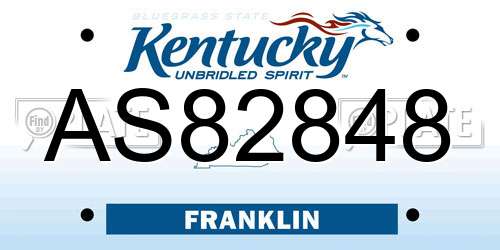 AS82848 Kentucky License Plate