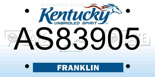 AS83905 Kentucky License Plate