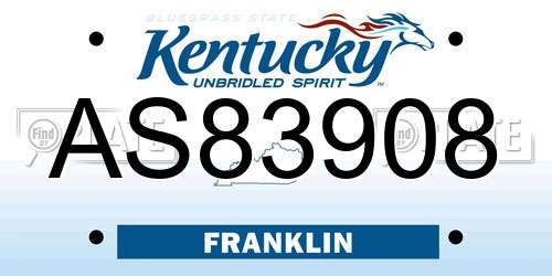 AS83908 Kentucky License Plate