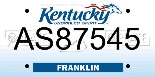 AS87545 Kentucky License Plate