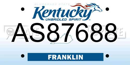 AS87688 Kentucky License Plate