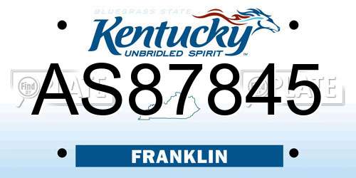AS87845 Kentucky License Plate