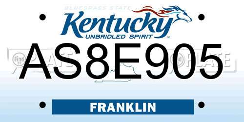 AS8E905 Kentucky License Plate