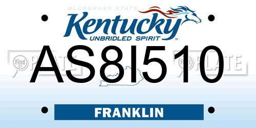 AS8I510 Kentucky License Plate