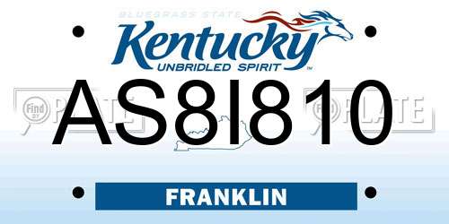 AS8I810 Kentucky License Plate