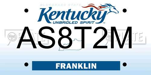 AS8T2M Kentucky License Plate