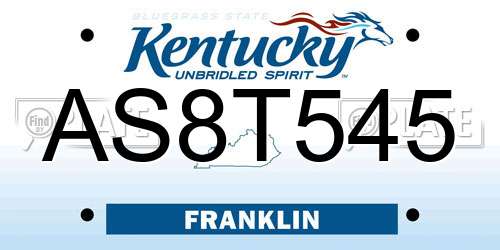 AS8T545 Kentucky License Plate