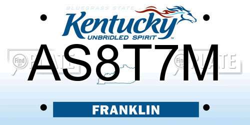 AS8T7M Kentucky License Plate