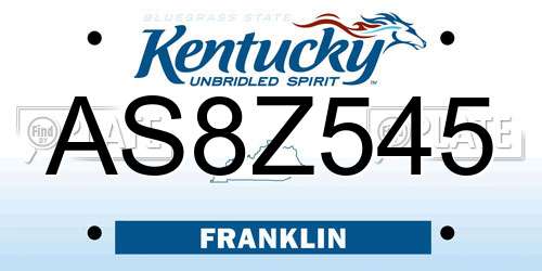AS8Z545 Kentucky License Plate