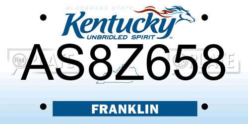 AS8Z658 Kentucky License Plate