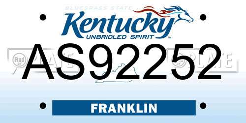 AS92252 Kentucky License Plate
