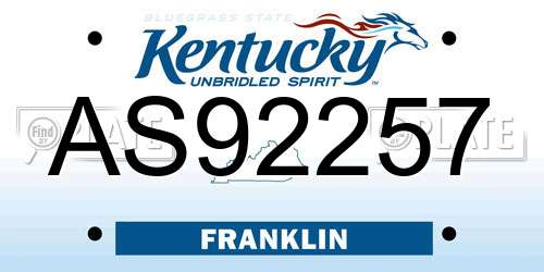 AS92257 Kentucky License Plate