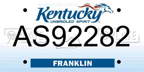 AS92282 Kentucky License Plate