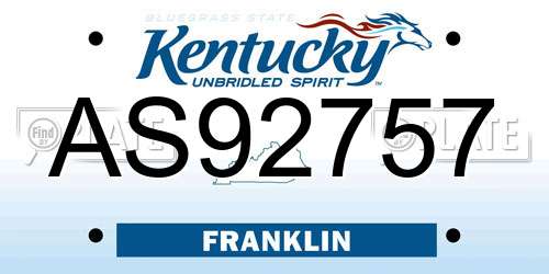 AS92757 Kentucky License Plate