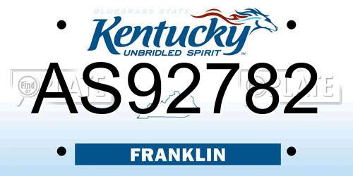AS92782 Kentucky License Plate