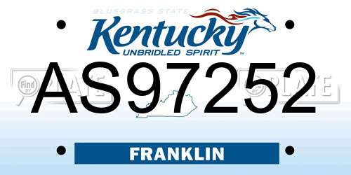 AS97252 Kentucky License Plate