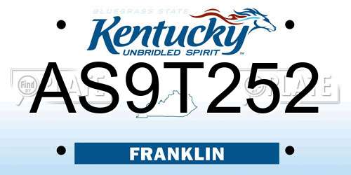 AS9T252 Kentucky License Plate