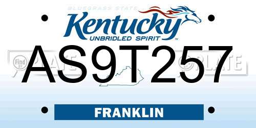 AS9T257 Kentucky License Plate
