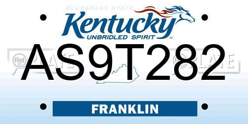 AS9T282 Kentucky License Plate