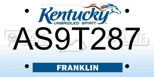 AS9T287 Kentucky License Plate