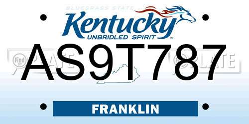 AS9T787 Kentucky License Plate