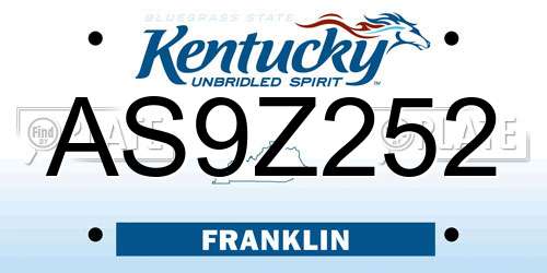 AS9Z252 Kentucky License Plate