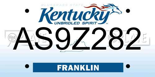 AS9Z282 Kentucky License Plate