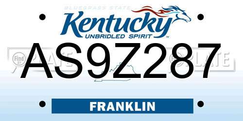 AS9Z287 Kentucky License Plate