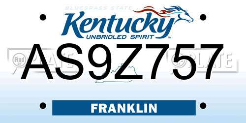 AS9Z757 Kentucky License Plate