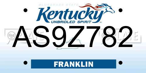 AS9Z782 Kentucky License Plate