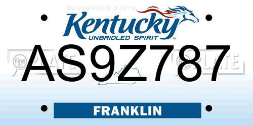 AS9Z787 Kentucky License Plate