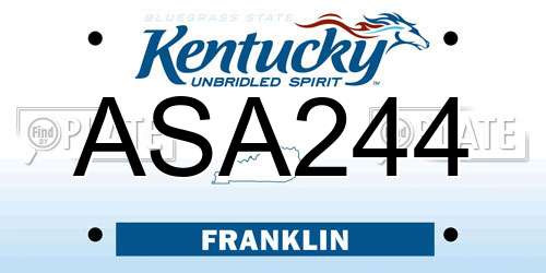 ASA244 Kentucky License Plate