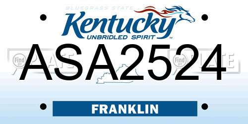 ASA2524 Kentucky License Plate