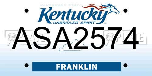 ASA2574 Kentucky License Plate